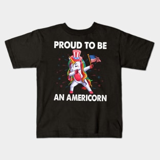 Proud To Be An Americorn 4th Of July Kids T-Shirt